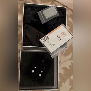 3 pair Moissanite earrings 3.6 ctw NEW BOXED